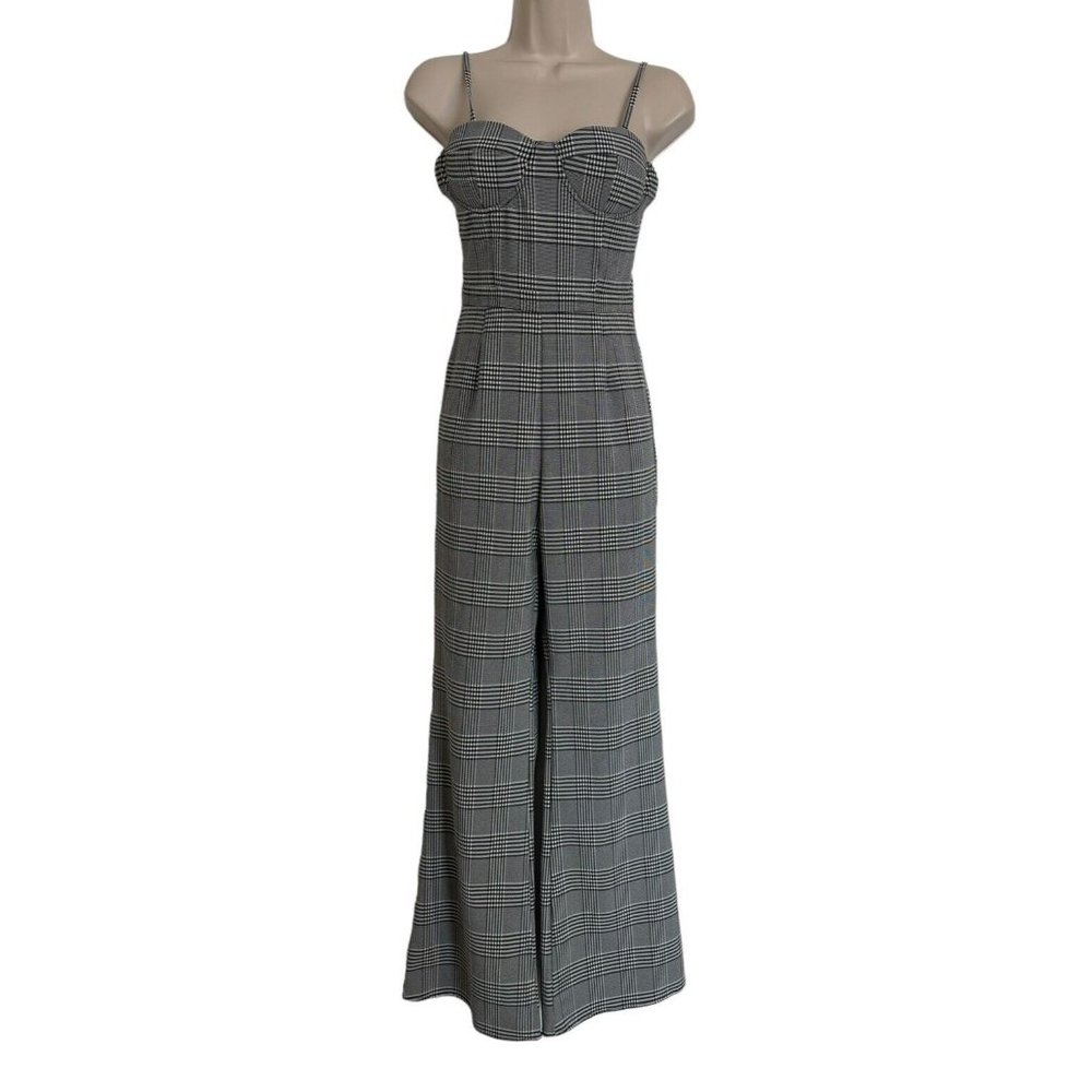 Olivaceous Plaid Jumpsuit Size Small Padded A/B Cup Adjustable Straps NWT